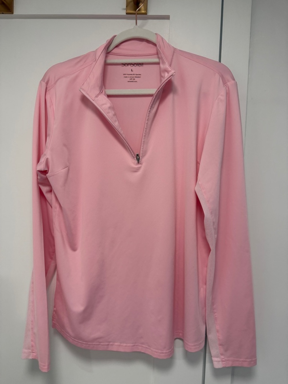 SanSoleil  Pink Quarter-Zip Performance Pullover